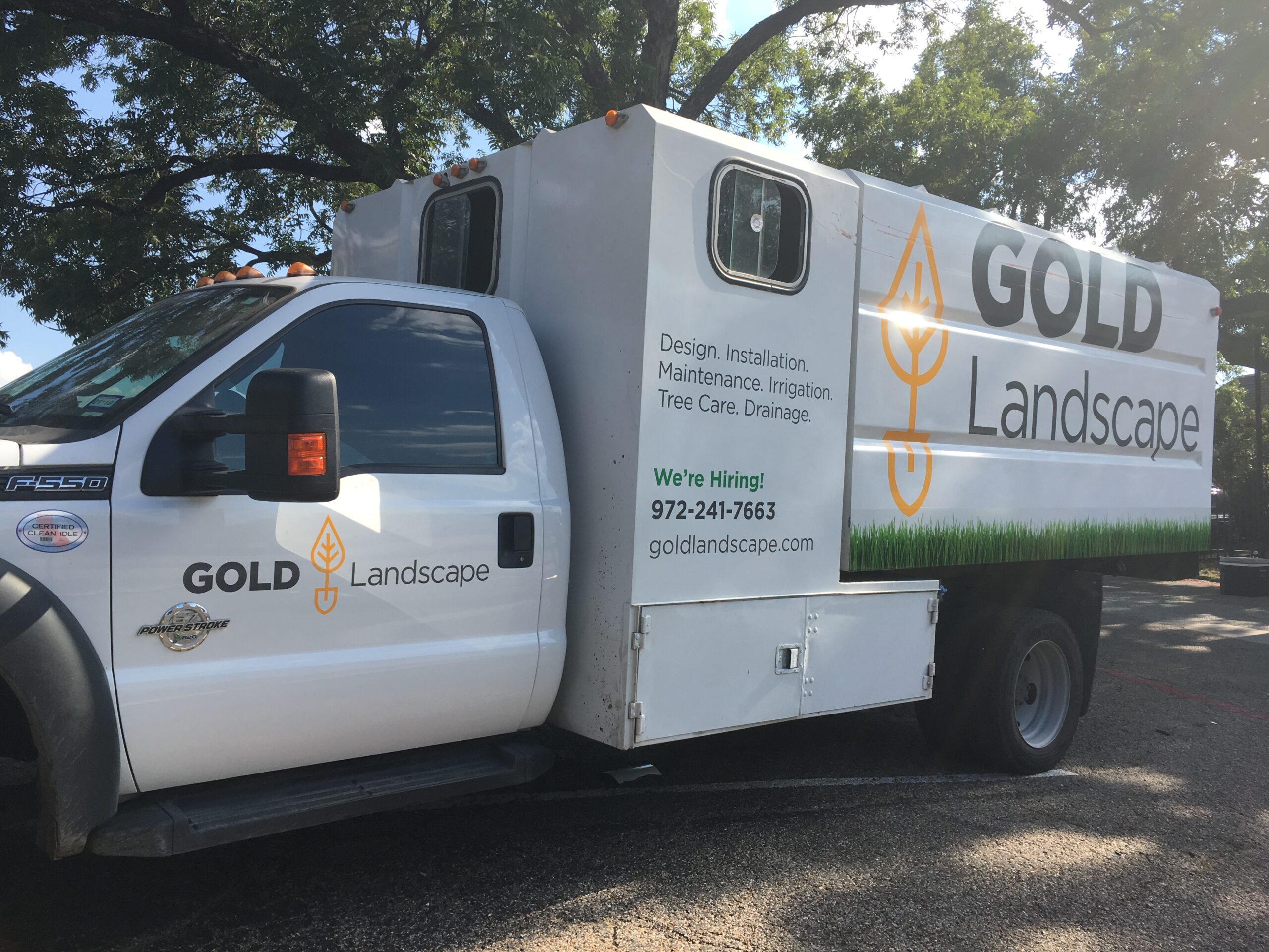 logo wrap shop - gold landscape truck vinyl wrap