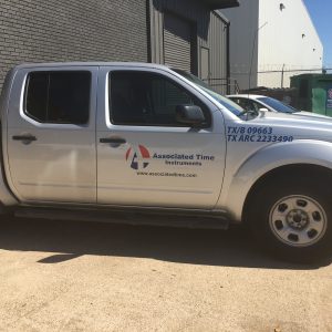 Associeted time truck logo for door with vinyl licence number.