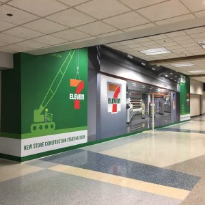 Wall storefront barricade vinyl mural wrap - seven eleven