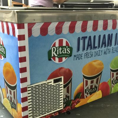 Freezer wrap with vinyl graphics. Rita's