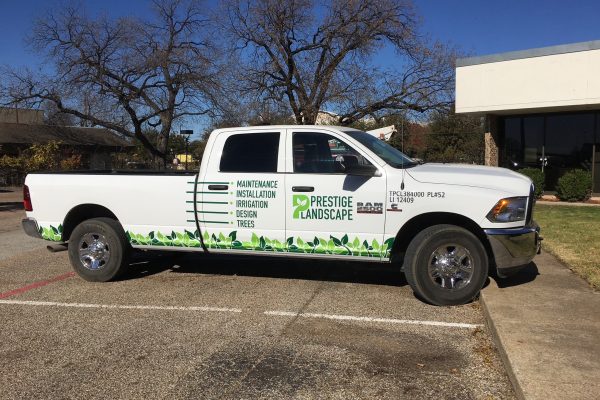 Prestige Landscape fleet vehicle wrap design